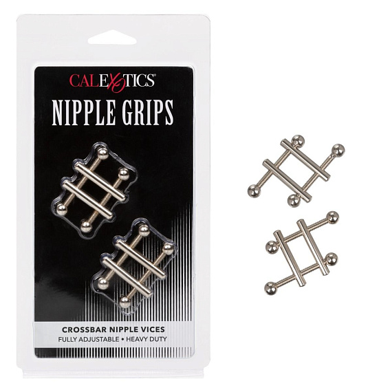 Серебристые металлические зажимы для сосков Crossbar Nipple Vices - металл