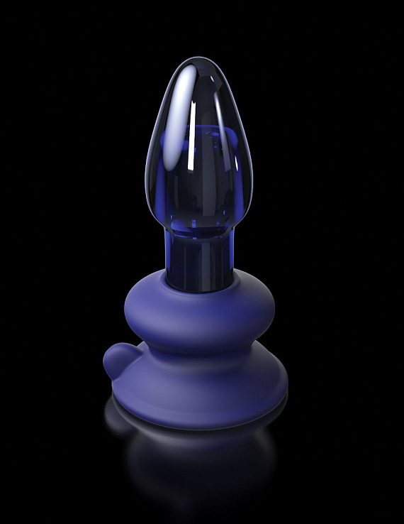 Синий конический стеклянный вибростимулятор с пультом ДУ и присоской - 10,2 см. - фото 6