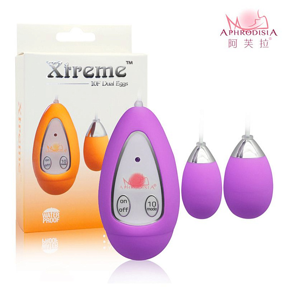 Фиолетовые виброяйца Xtreme 10F Dual Eggs - анодированный пластик (ABS)