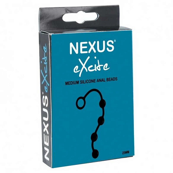 Черная анальная цепочка NEXUS Excite М - 28 см. - силикон