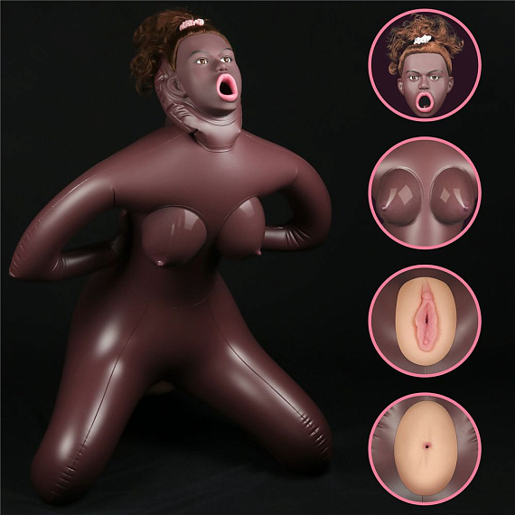 Темнокожая секс-кукла с реалистичными вставками Cowgirl Style Love Doll - анодированный пластик, TPE