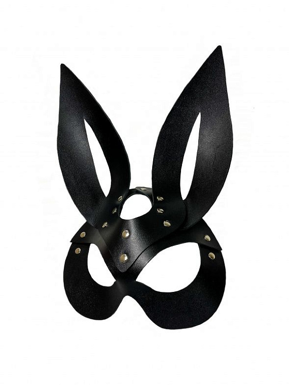 Черная кожаная маска зайки Miss Bunny - натуральная кожа