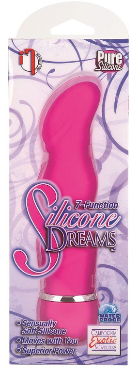 Розовый волнообразный вибромассажер 7-Function Silicone Dreams - 16 см. - силикон