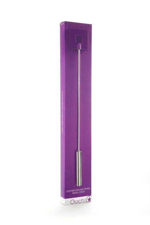 Фиолетовая шлёпалка Leather Square Tiped Crop с наконечником-квадратом - 56 см. - металл, натуральная кожа