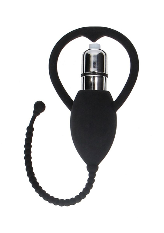 Черный уретральный вибростимулятор Urethral Sounding Vibrating Bullet Plug - анодированный пластик, силикон