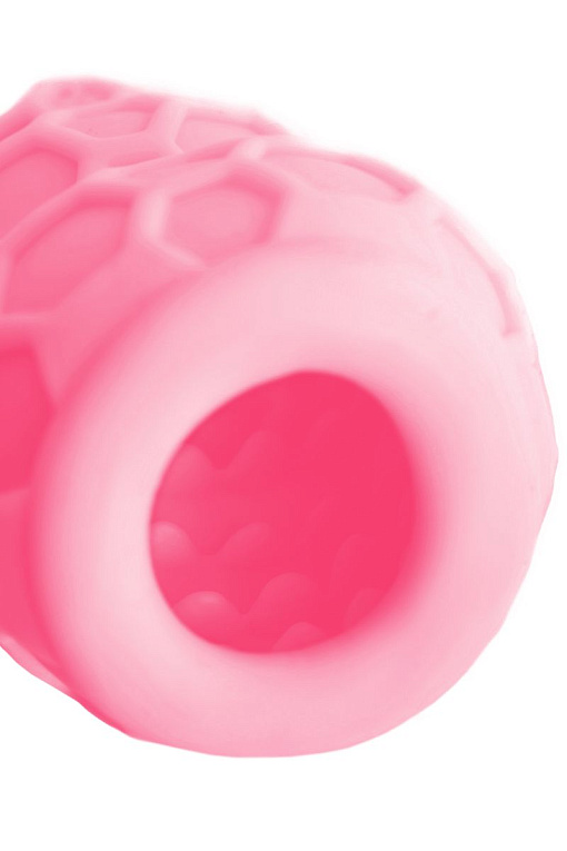Розовый рельефный мастурбатор Flaff - фото 8