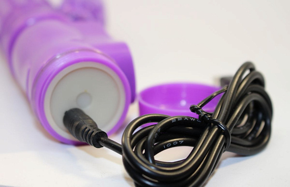 Фиолетовый вибратор-ротатор с клиторальным стимулятором - 22,5 см. - термопластичный эластомер (TPE)