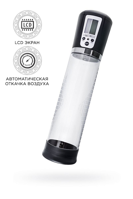 Прозрачная автоматическая помпа для пениса Alrik - анодированный пластик (ABS)