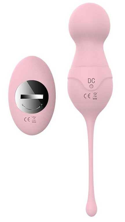 Нежно-розовые вагинальные шарики VAVA с пультом ДУ - силикон