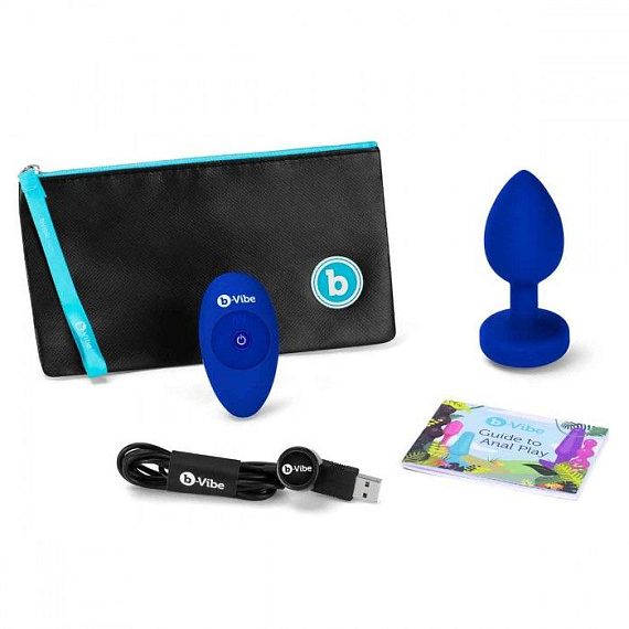 Синяя вибропробка Vibrating Jewel Plug L/XL - 11 см. от Intimcat