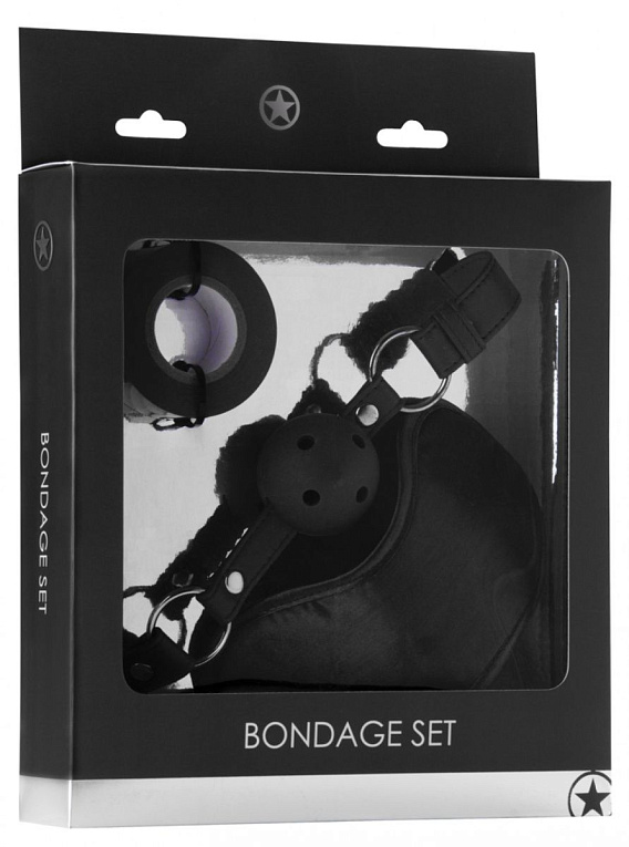 Оригинальный набор Bondage Set: маска, кляп-шарик и скотч - поливинилхлорид (ПВХ, PVC)