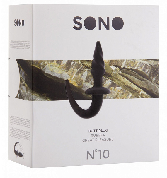 Чёрная анальная пробка SONO №10 с ручкой - термопластичная резина (TPR)