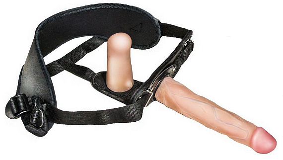 Женский страпон с вагинальной пробкой Woman Strap - 18 см. - неоскин