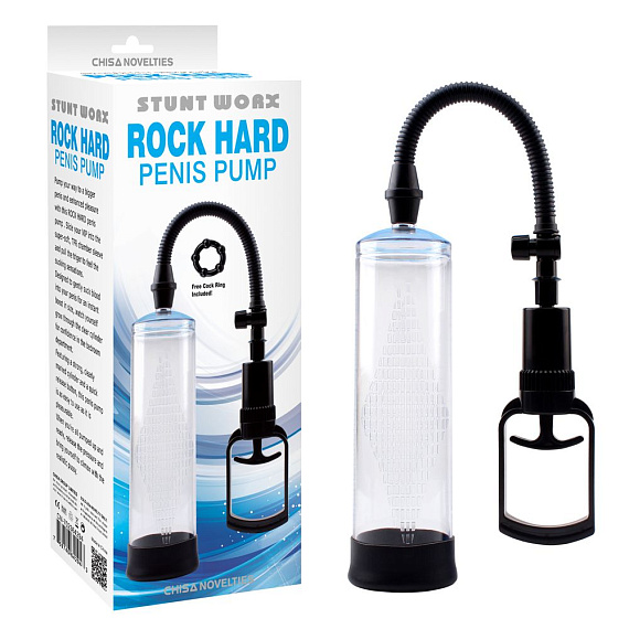 Прозрачная поршневая помпа Rock Hard Penis Pump - анодированный пластик (ABS)