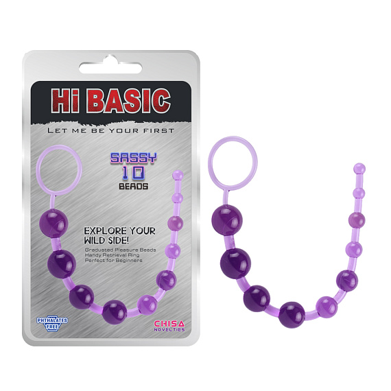 Фиолетовая анальная цепочка Sassy Anal Beads - 26,7 см. - поливинилхлорид (ПВХ, PVC)
