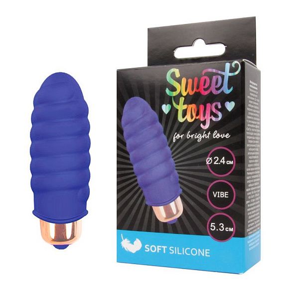 Синяя вибропуля Sweet Toys - 5,3 см. - силикон