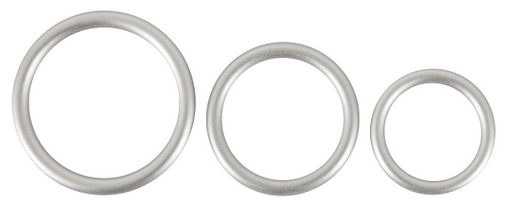 Набор из 3 эрекционных колец под металл Metallic Silicone Cock Ring Set Orion