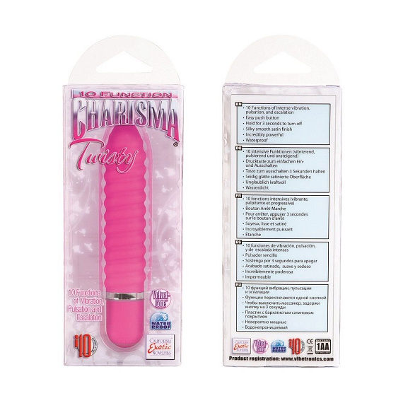 Розовый вибромассажер 10-Function Charisma Twisty - 19,75 см. - анодированный пластик (ABS)