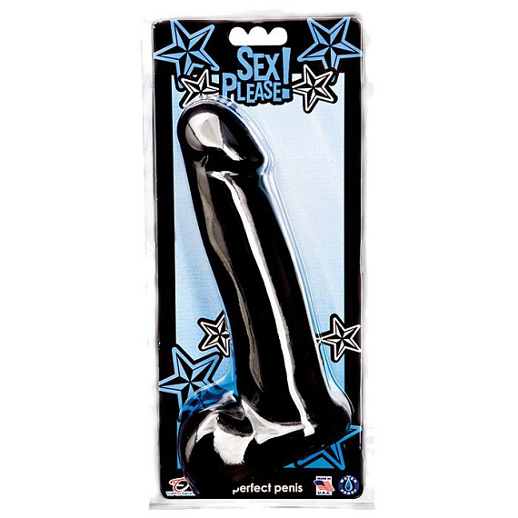 Чёрный фаллоимитатор Sex Please! Perfect Penis - 18 см. - поливинилхлорид (ПВХ, PVC)