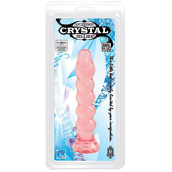 Анальная елочка из розового геля Crystal Jellies Anal Plug Bumps - 15,2 см. - поливинилхлорид (ПВХ, PVC)