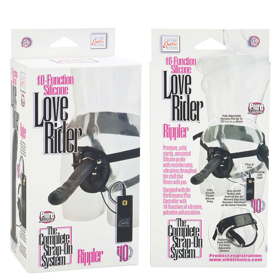 Страпон с вибрацией Love Rider Rippler - 18,5 см. - силикон