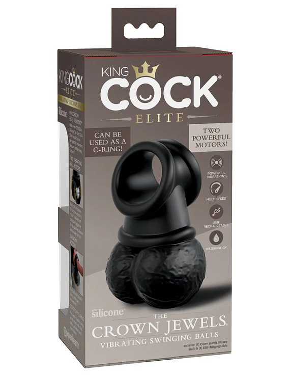 Черная вибронасадка King Cock Ellite The Crown Jewels от Intimcat