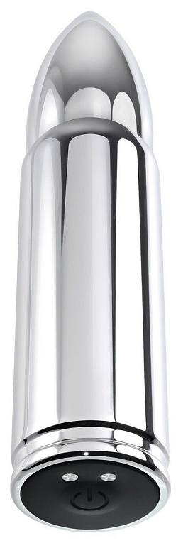 Серебристый вибромассажер-пуля Full Metall Love - 15 см. - металл