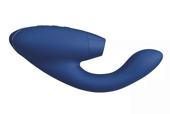 Синий вибратор Womanizer Duo 2 с бесконтактной клиторальной стимуляцией - силикон