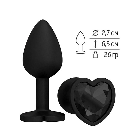 Черная силиконовая пробка с черным кристаллом - 7,3 см. - силикон