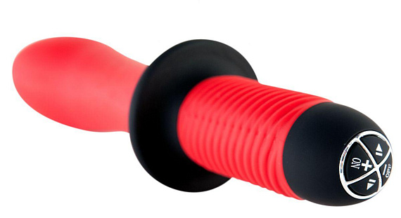 Двусторонний красный вибратор с двойным мотором - 28 см. от Intimcat