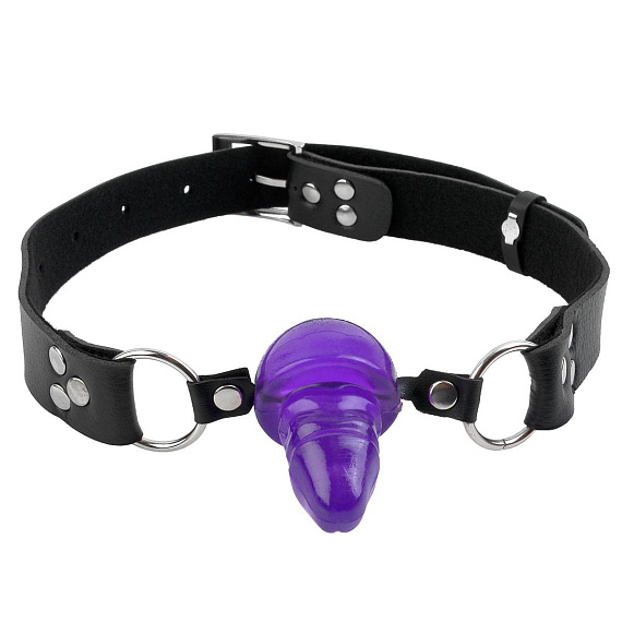 Фиолетовый гелевый кляп-фаллос Penis Ball Gag - фото 5