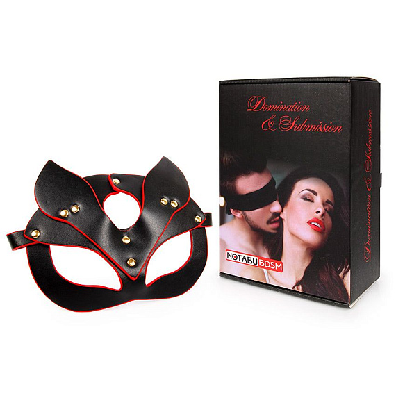Черно-красная игровая маска с ушками от Intimcat