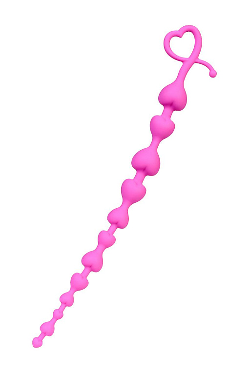 Розовая силиконовая анальная цепочка Long Sweety - 34 см. - силикон