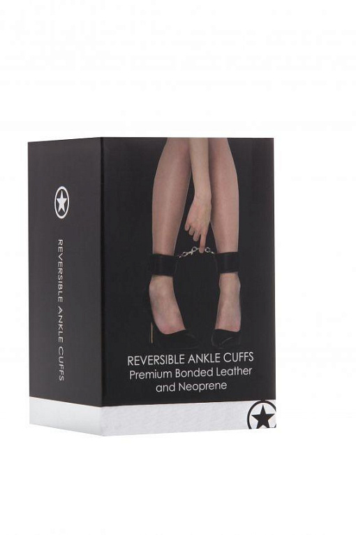 Чёрные двусторонние оковы на ноги Reversible Ankle Cuffs Shots Media BV