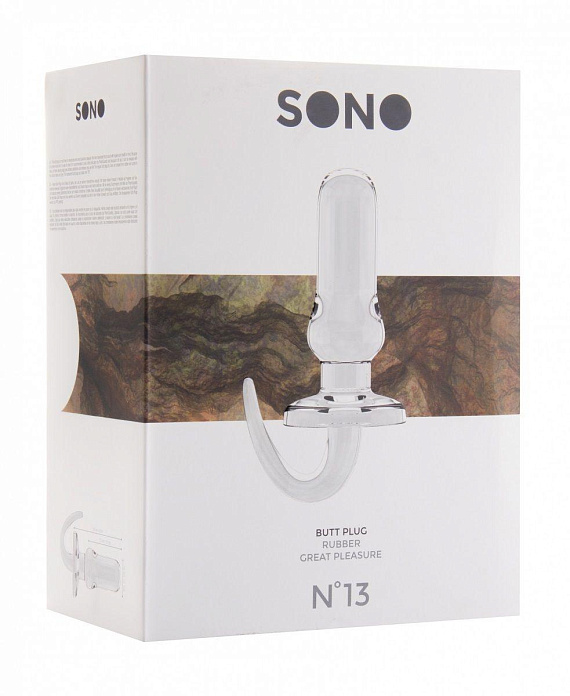 Прозрачная анальная пробка SONO №13 с хвостом - Термопластичная резина (TPR)