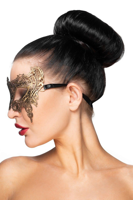 Золотистая карнавальная маска  Вега - 100% полиэстер