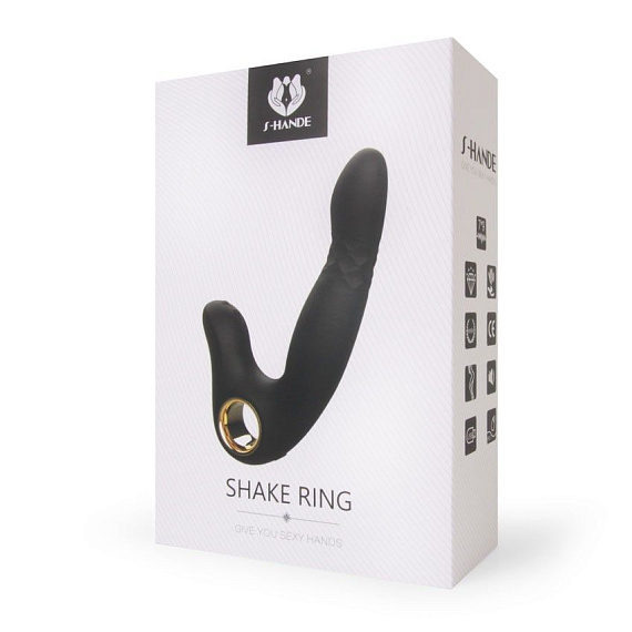 Черный вибромассажер Shake Ring - 16,8 см. от Intimcat