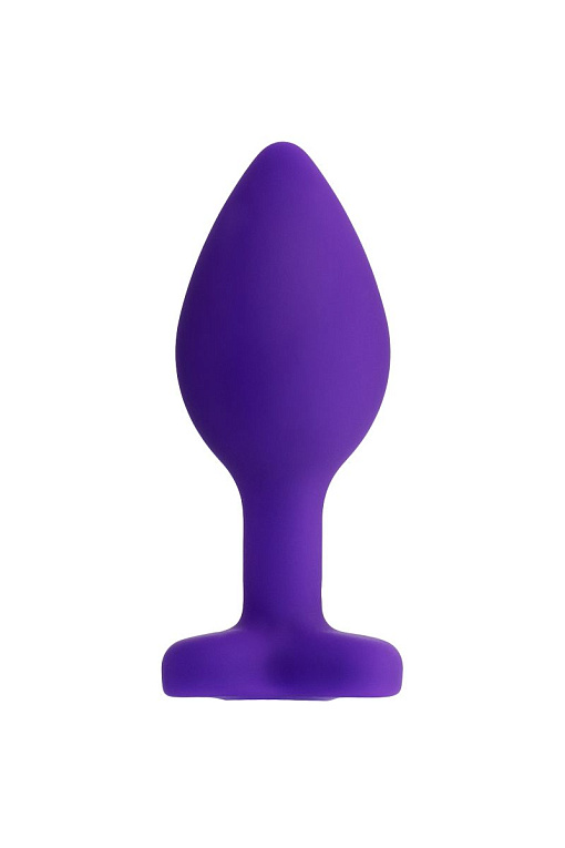 Фиолетовая анальная втулка с прозрачным стразом-сердечком - 7 см. Штучки-дрючки