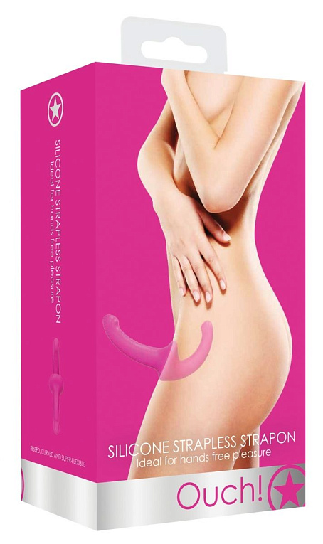 Розовый безремневой страпон Silicone Strapless Strapon от Intimcat