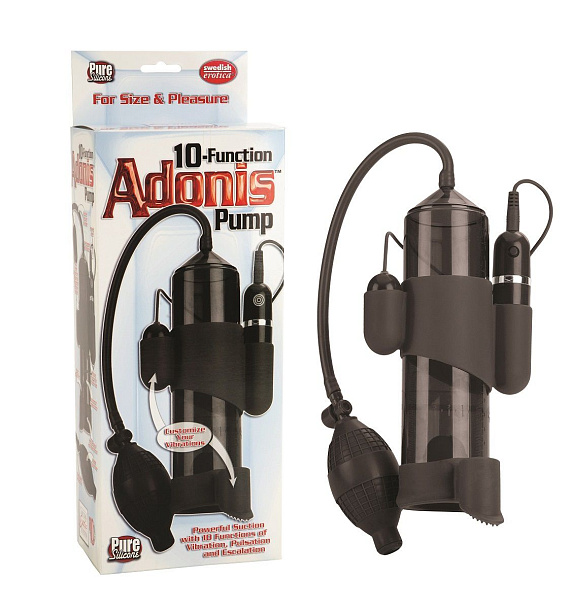 Вакуумная мужская помпа с вибрацией 10-Function Adonis Pumps - анодированный пластик (ABS)