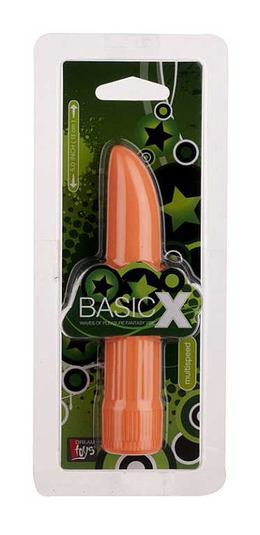 Оранжевый классический вибратор BASICX MULTISPEED VIBRATOR ORANGE 5INCH - 13 см. - анодированный пластик (ABS)