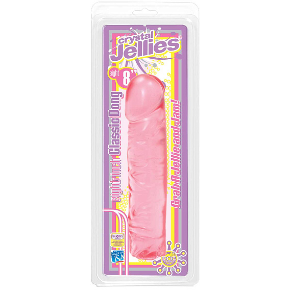 Розовый прозрачный гелевый фаллоимитатор Сristal Jellies - 20 см. - Cyber-jellee