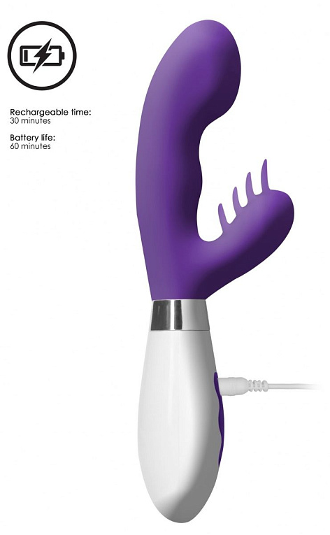 Фиолетовый вибратор-кролик Ares - 21,5 см. - силикон