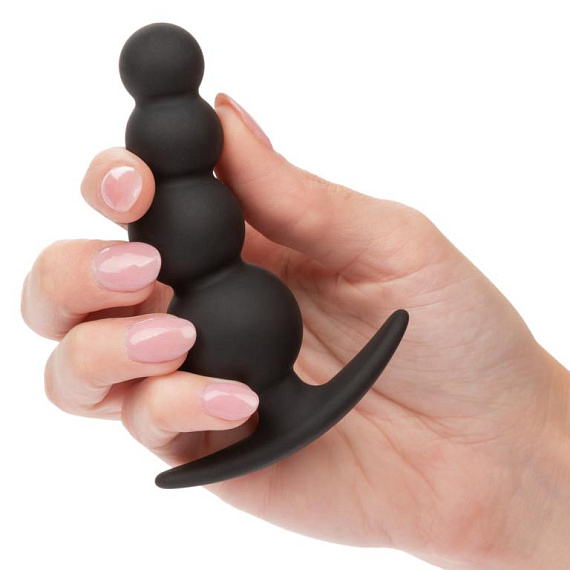 Черная анальная ёлочка для ношения Beaded Plug - 9 см. - силикон