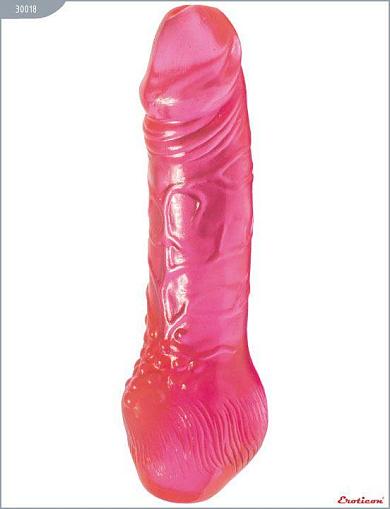 Розовый фаллоимитатор с расширенным основанием - 20,6 см.