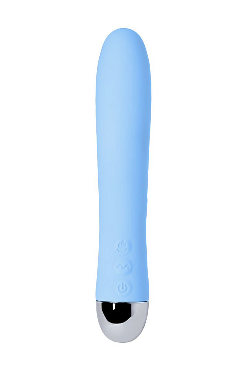 Голубой силиконовый вибратор с функцией нагрева и пульсирующими шариками FAHRENHEIT - 19 см. - фото 5