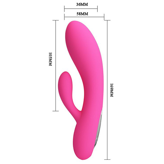 Розовый вибратор с клиторальным отростком Ives - 16,9 см. Baile