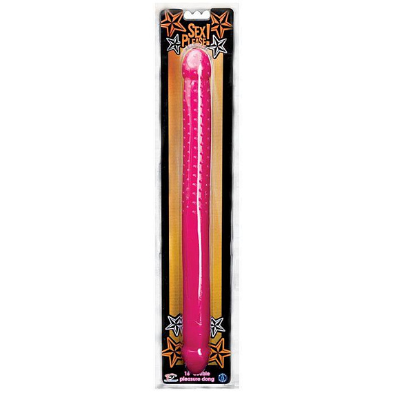 Розовый двусторонний фаллоимитатор Sex Please! 16 Double Pleasure Dong - 40 см. - поливинилхлорид (ПВХ, PVC)