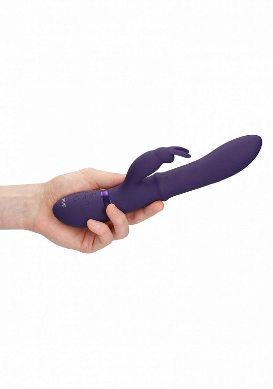 Фиолетовый вибратор-кролик Halo со стимулирующим кольцом - 24,5 см. Shots Media BV