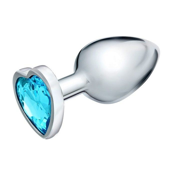 Серебристая анальная пробка с голубым кристаллом - 8 см. - алюминий